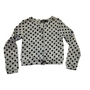 Kidpik Girls Gray Black Polka Dot‎ Cardigan Sweater XS 5/6